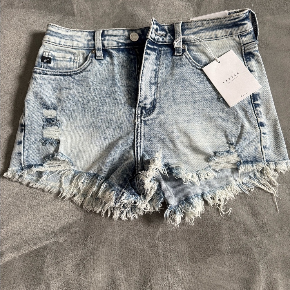 KanCan Distressed Light Blue Jean Shorts